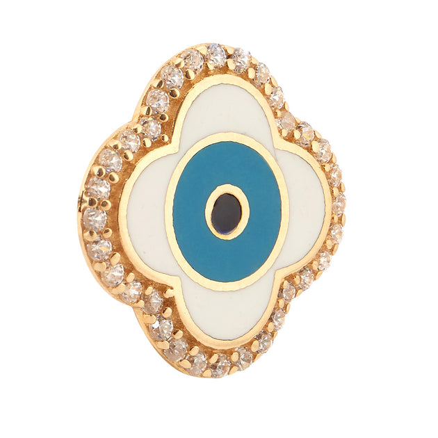 Evil Eye Pendant Necklace - .925 Sterling Silver With Simulated CZ Cluster, Clear Cubic Zirconia Charm - View #8