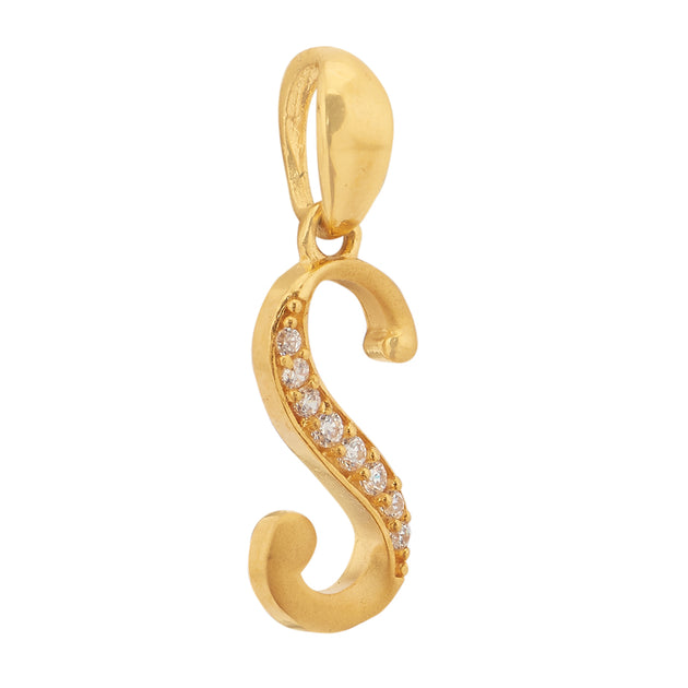 'S' Alphabet Gold Pendant - Main Image