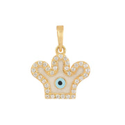 Kids Crown-shaped Evil Eye 18K Gold Pendant