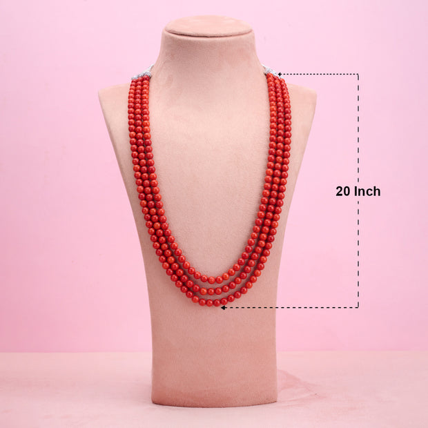 Taiwan coral 3 layer necklace