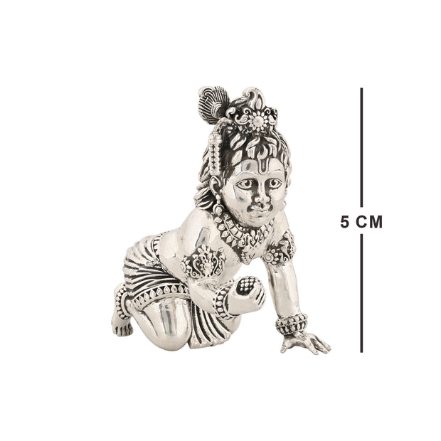 Exquisite Antique-Finish Laddu Gopal Idol (Crawling Krishna, Bal Gopal)