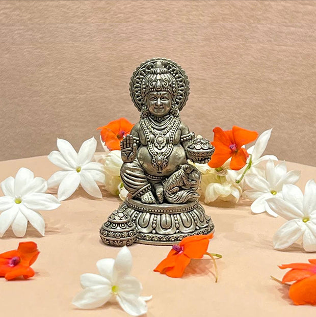 Antique finish silver Kubera idol - Small