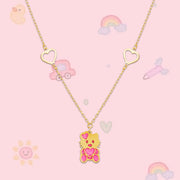 18 k gold teddy bear pendant with attached chain