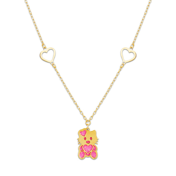 18 k gold teddy bear pendant with attached chain