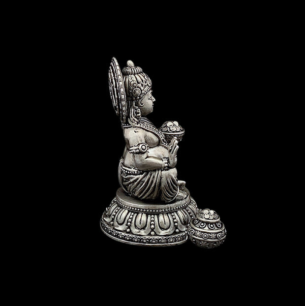 Antique finish silver Kubera idol - Small