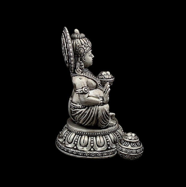 Antique finish silver Kubera idol - Medium