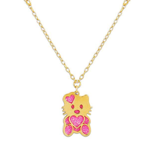 18 k gold teddy bear pendant with attached chain