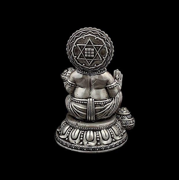 Antique finish silver Kubera idol - Medium