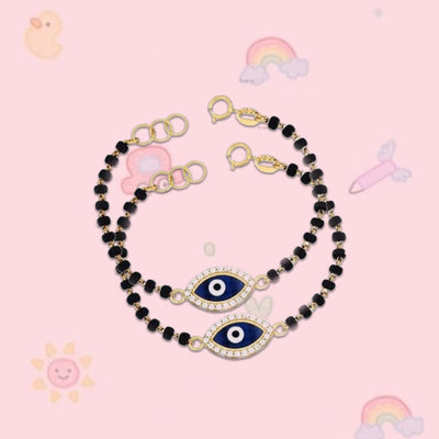 Kids' Cute Nazariya Evil Eye Bracelet in 18K Gold (Pair)