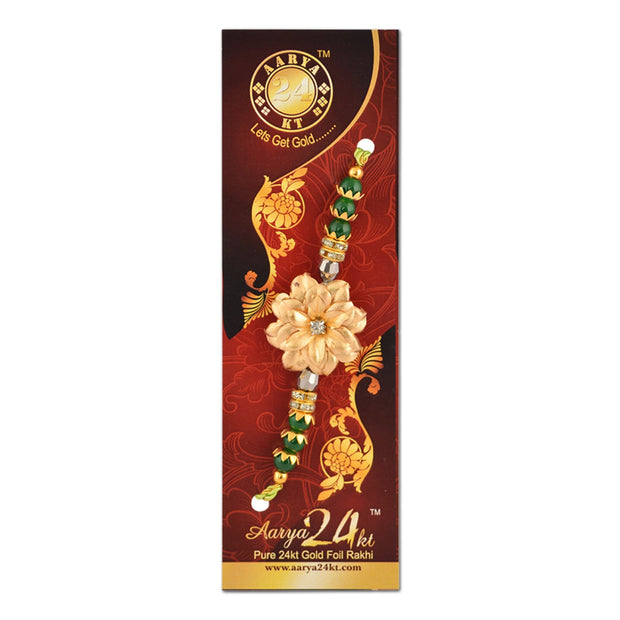24K gold foil floral Rakhi