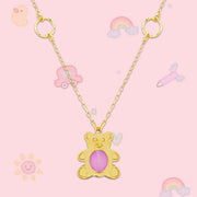 18 k gold teddy bear pendant with attached chain