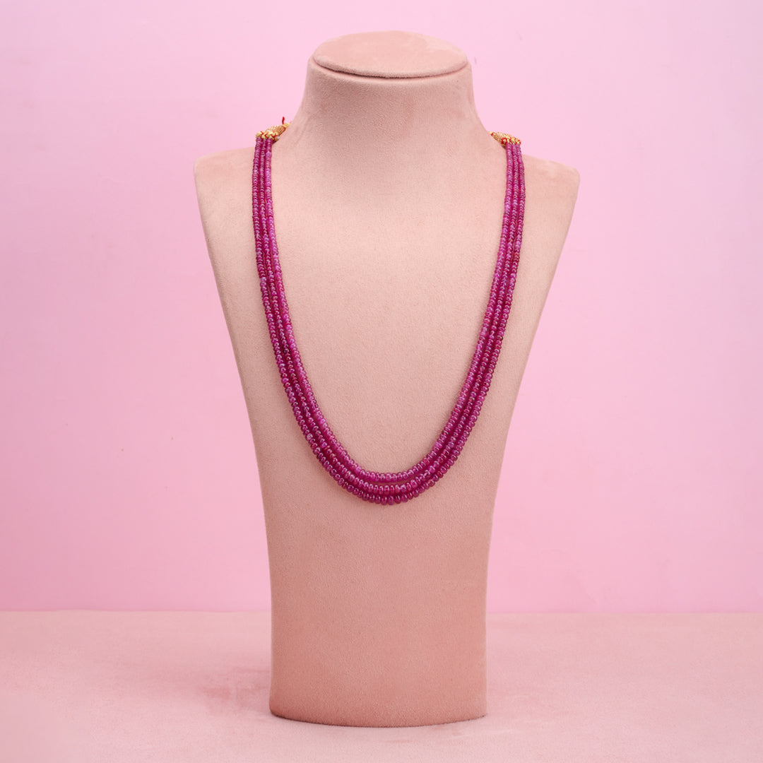 Natural Ruby Plain Center Drill Drop Necklace, 4x5-6.5x9mm Ruby Smooth Necklace, 3 Layer Ruby Necklace, Ruby store Beads, Ruby Necklace