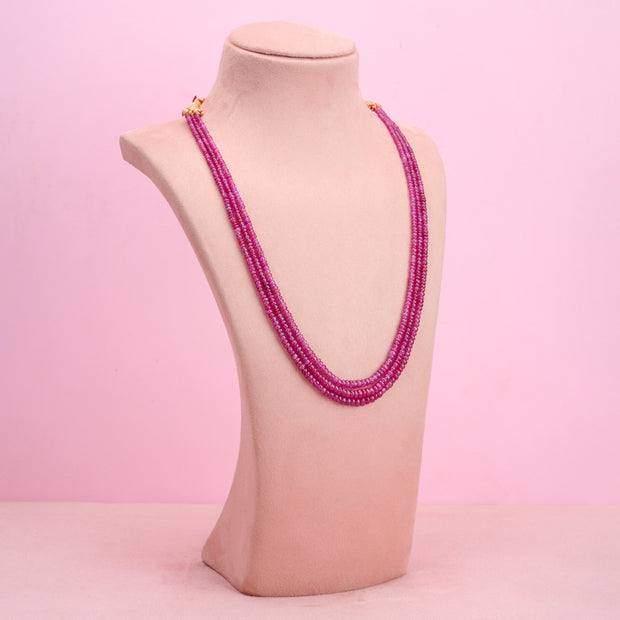 Natural Ruby Rondelle 3-Layer Necklace.