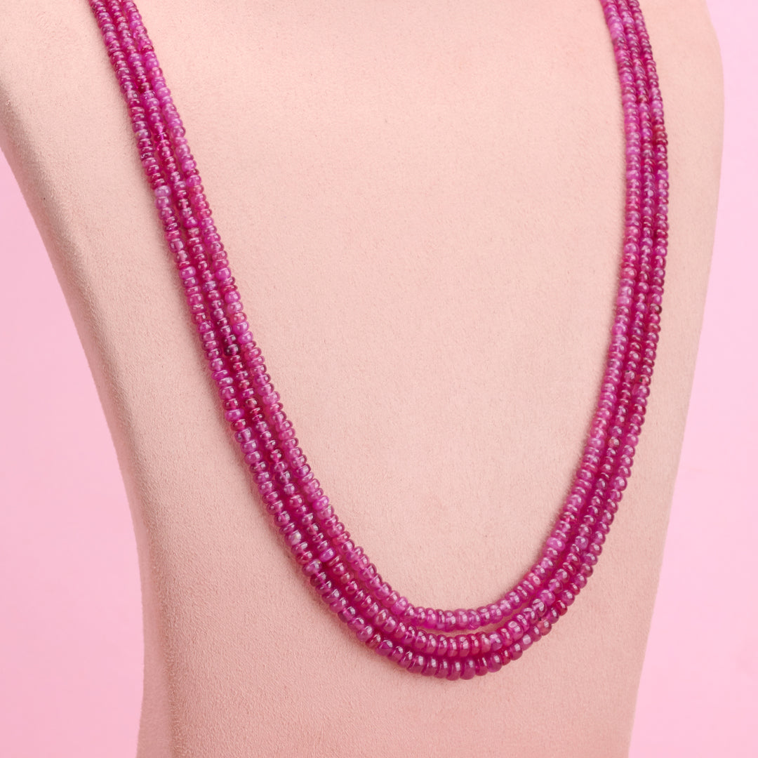 Natural Ruby Plain Center Drill Drop Necklace, 4x5-6.5x9mm Ruby Smooth Necklace, 3 Layer Ruby Necklace, Ruby store Beads, Ruby Necklace