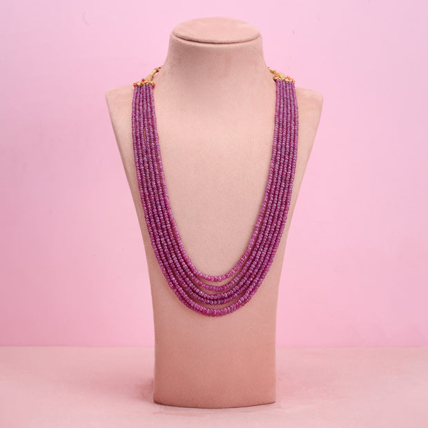 Natural Ruby Rondelle 6-Layer Necklace.