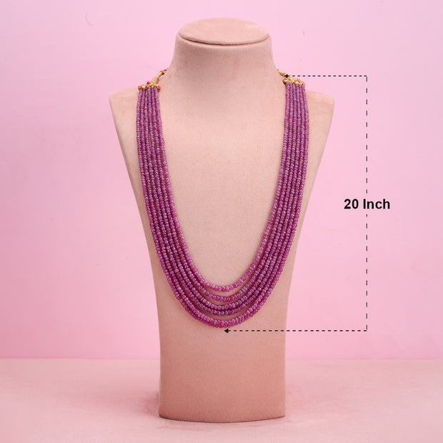 Natural Ruby Rondelle 6-Layer Necklace.