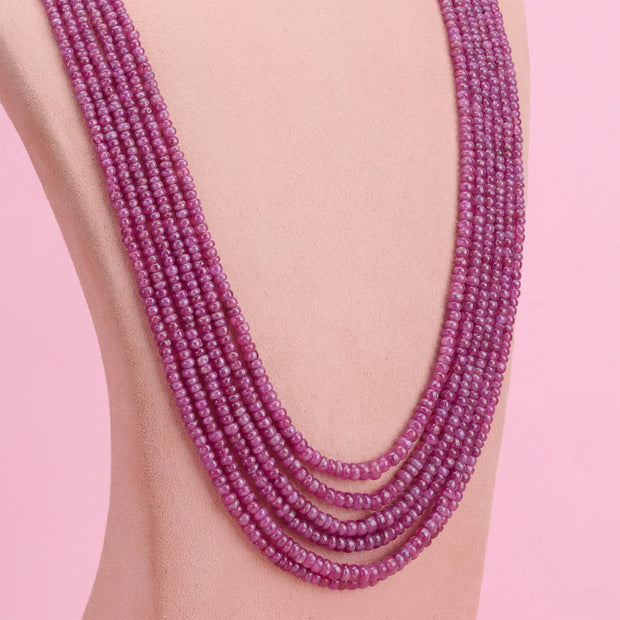 Natural Ruby Rondelle 6-Layer Necklace.