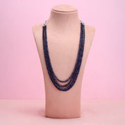 Natural blue sapphire smooth rondelle 4 layer necklace