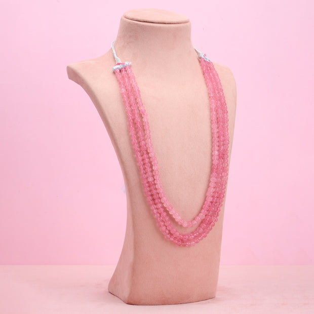 Pumpkin rose quartz 3 layer necklace