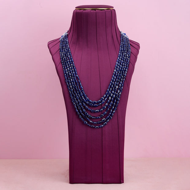 Natural blue sapphire beaded 6 layer necklace