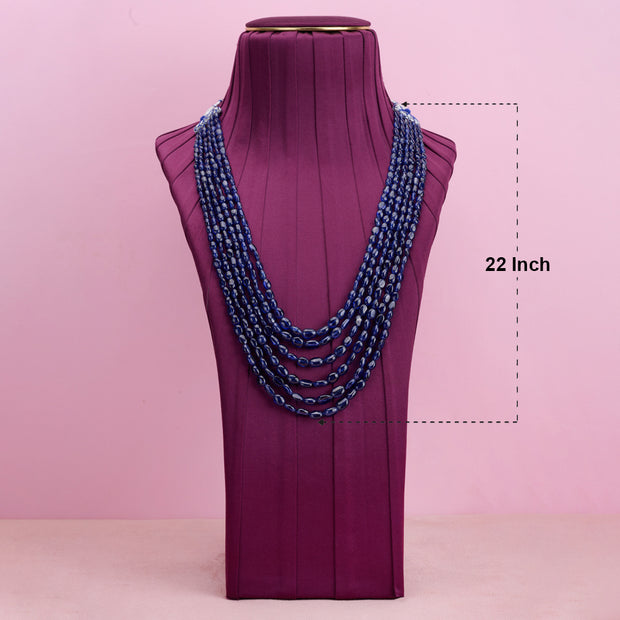 Natural blue sapphire beaded 6 layer necklace