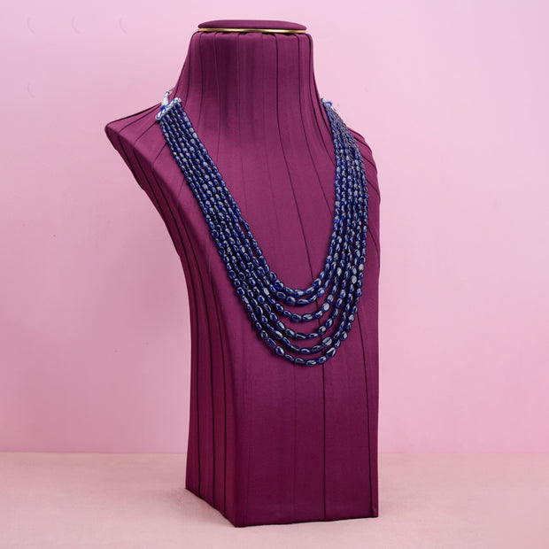 Natural blue sapphire beaded 6 layer necklace