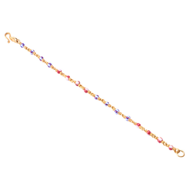 Kids' Traditional Drishti (Nazariya) Bracelet with Colorful Beads in 22K Gold (Single)