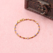 Kids' Traditional Drishti (Nazariya) Bracelet with Colorful Beads in 22K Gold (Single)