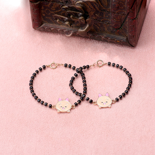 kids’ cute little pig nazariya bracelet 18k gold (Pair)