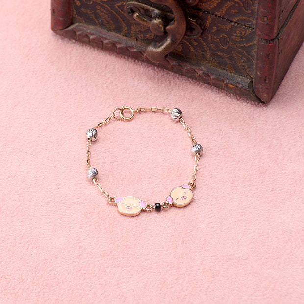 Kids’ Cute Little Pigs Bracelet in 18K Gold (Pair)