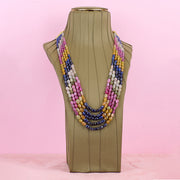 Natural multisapphire beaded 5 layer necklace