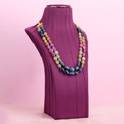 Natural multisapphire beaded 2 layer necklace