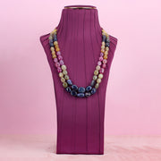 Natural multisapphire beaded 2 layer necklace