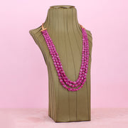 Carved Bangkok Ruby 3 layer necklace