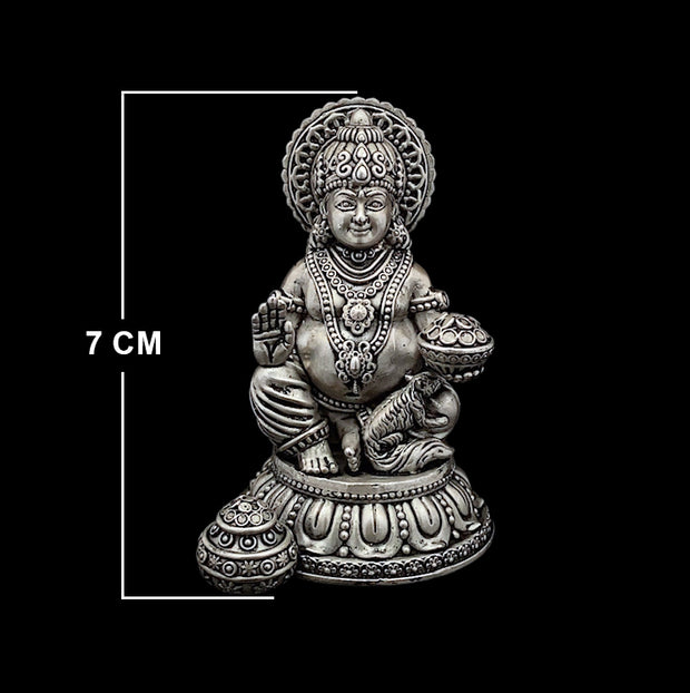 Antique finish silver Kubera idol - Medium