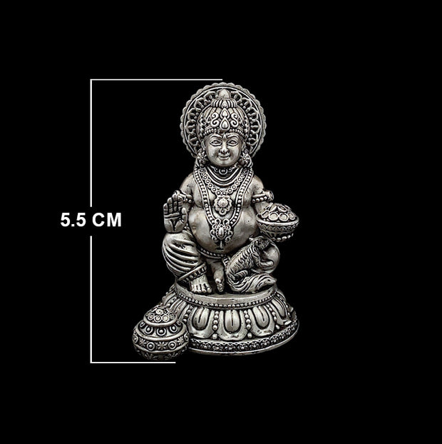 Antique finish silver Kubera idol - Small