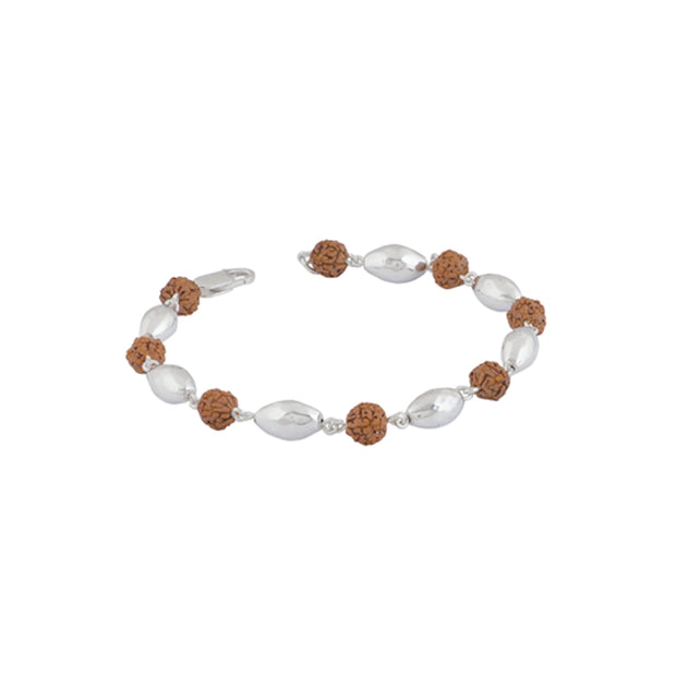 Rudraksh and silver beaded bracelet - Unisex