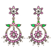 Oxidised Floral Chandbali drop earrings