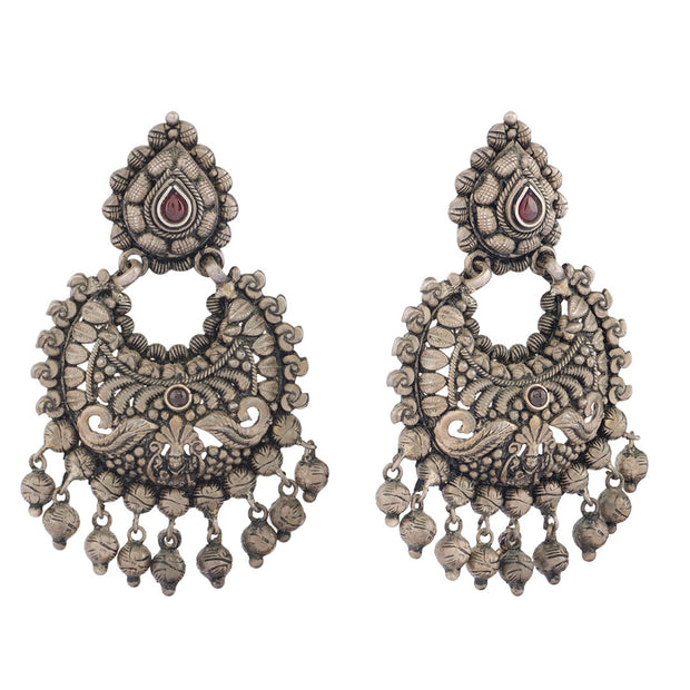 Oxidised Filigree Chandbali earrings