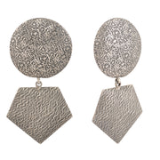 Oxidised engraved Geometric Drop earrings