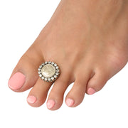 Coin design CZ studded Toe rings