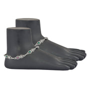 Colorful CZ studded chain anklet