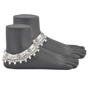 Multilayered Kundan Silver anklet