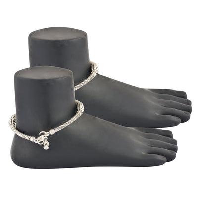 Oxidised Rope design Silver anklet