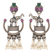 Oxidised Elephant Drop earrings