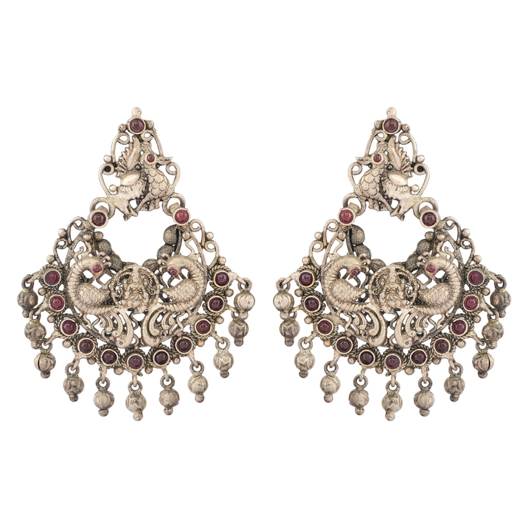 Oxidized Silver Elephant Motif Chandbali Earrings – Sabhyasha