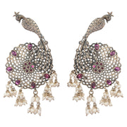 Oxidised Peacock Guttapusali earrings