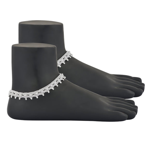 Simple Silver multilayered chain anklet – Abaran Timeless