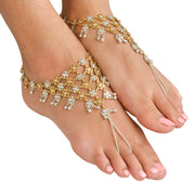 Dual toned CZ-studded Toe ring anklet