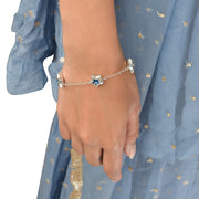 Blue evil-eye star-shaped silver bracelet
